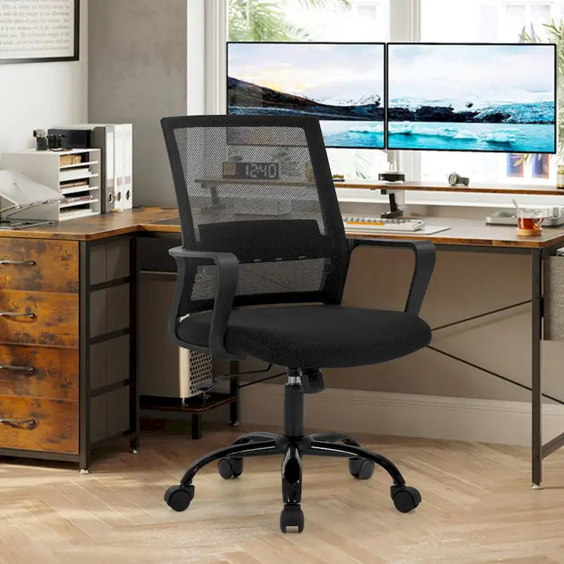 Fauteuil de bureau pivotant ergonomique Addison moderne à hauteur réglable avec soutien lombaire