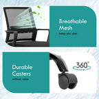 Fauteuil de bureau pivotant ergonomique Addison moderne à hauteur réglable avec soutien lombaire