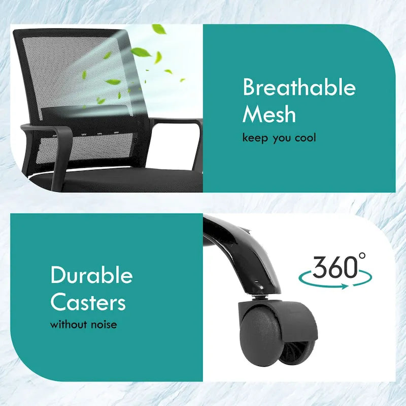 Fauteuil de bureau pivotant ergonomique Addison moderne à hauteur réglable avec soutien lombaire