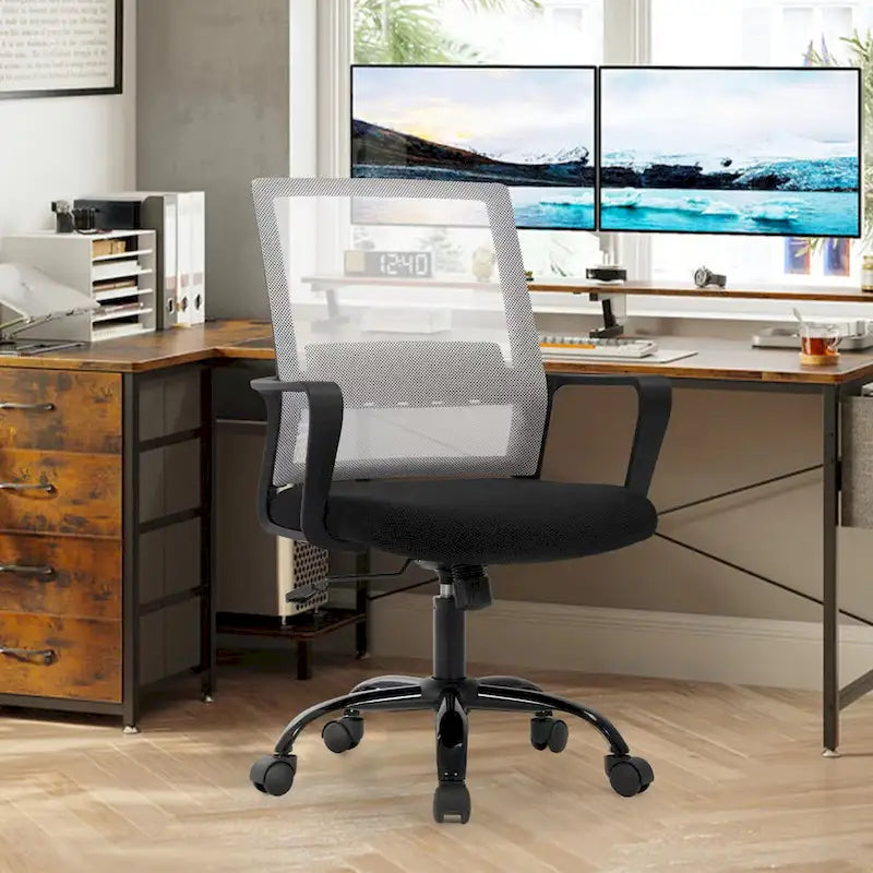 Fauteuil de bureau pivotant ergonomique Addison moderne à hauteur réglable avec soutien lombaire