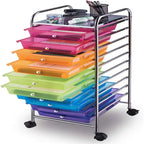 Chariot de rangement à roulettes à 10 tiroirs - 15 cm P x 13 cm L x 34 cm H