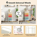 Chariot de rangement à roulettes à 10 tiroirs - 15 cm P x 13 cm L x 34 cm H