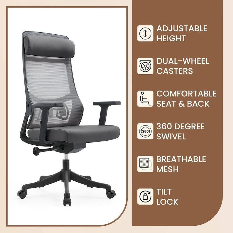 Chaise de conférence de bureau en coton avec dossier en maille, série Dale par LeisureMod