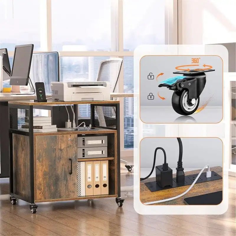 Classeur à roulettes avec frein et serrure - 25,59 cm (P) x 5,12 cm (L) x 19,29 cm (H)