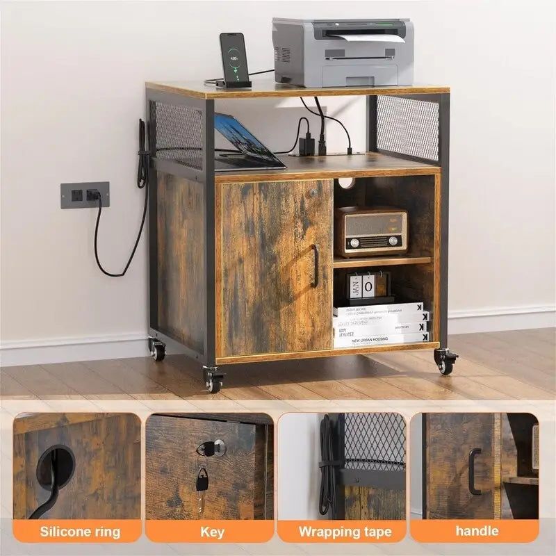 Classeur à roulettes avec frein et serrure - 25,59 cm (P) x 5,12 cm (L) x 19,29 cm (H)