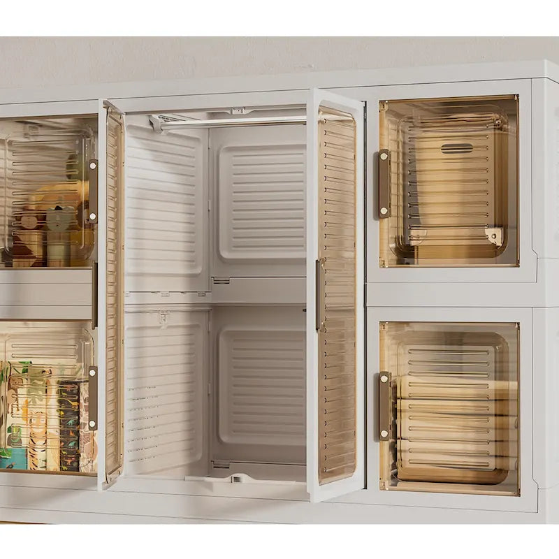 Armoire de rangement portable pour vêtements, commode, 12 portes magnétiques, 12 cubes et 2 barres de suspension