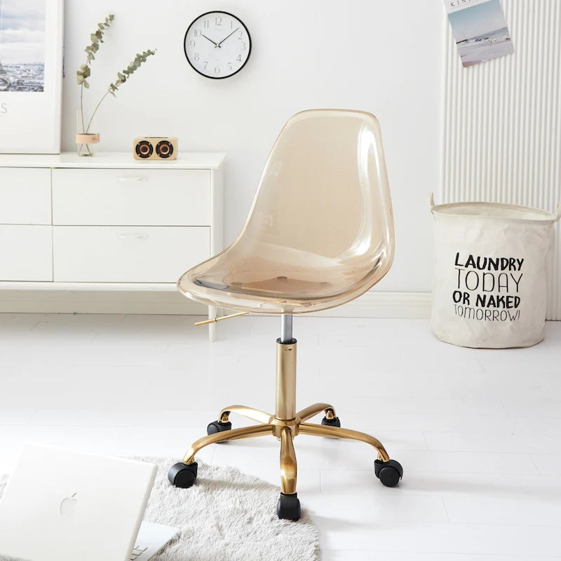 Chaise de bureau réglable à roulettes en acrylique sans accoudoirs pour style de vie urbain