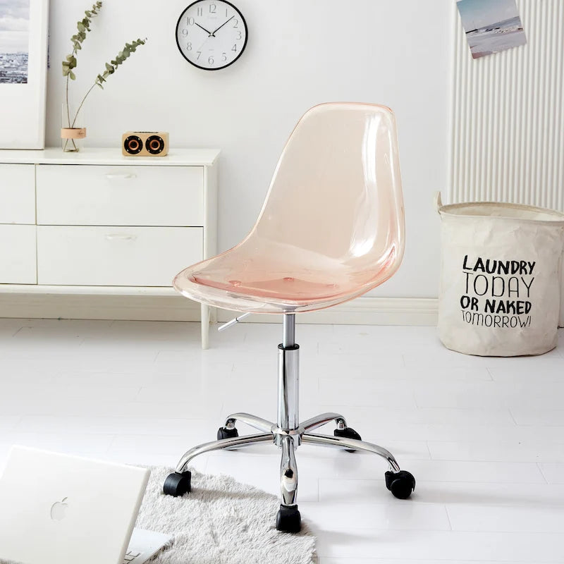 Chaise de bureau réglable à roulettes en acrylique sans accoudoirs pour style de vie urbain