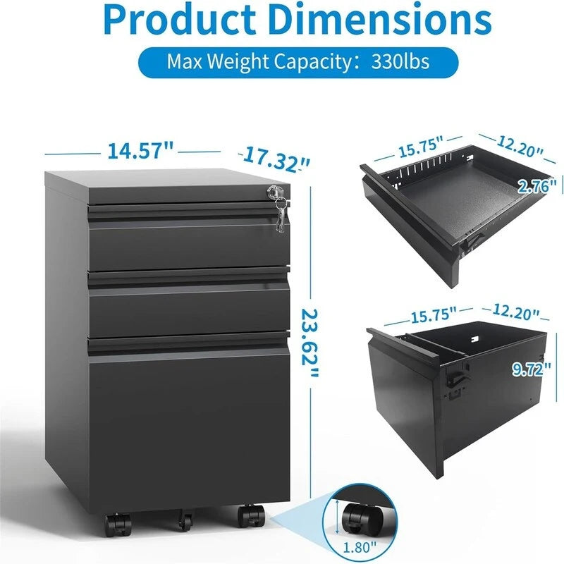Classeur mobile à 3 tiroirs