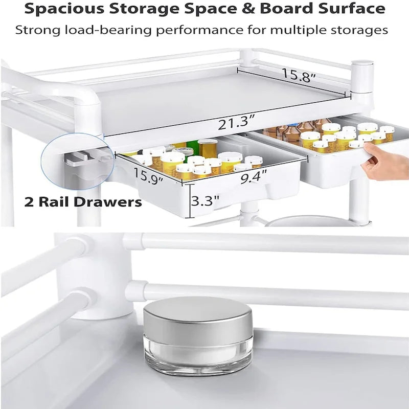 Chariot médical à roulettes à 2 niveaux pour esthéticienne, charge maximale de 150 kg, chariot utilitaire pour échographe.