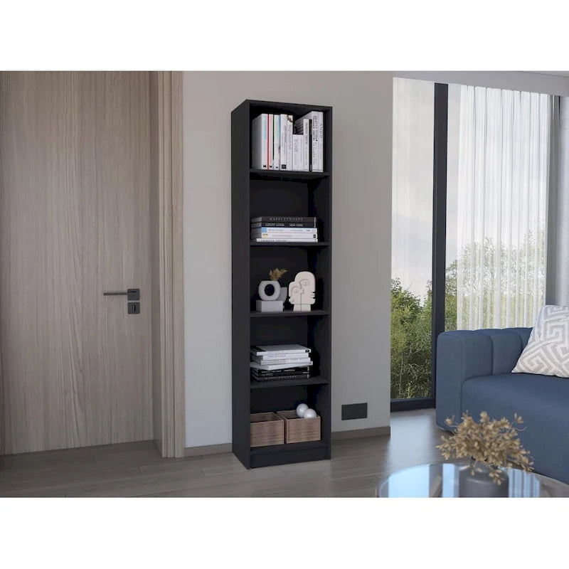 Home Xs Bookcase, 5-Tier Shelves and Slim Design