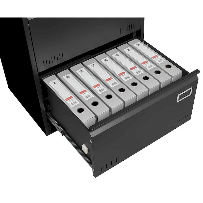 Classeur latéral à 3 tiroirs, classeur métallique verrouillable à trois tiroirs, classeur de bureau avec tiroirs verrouillables