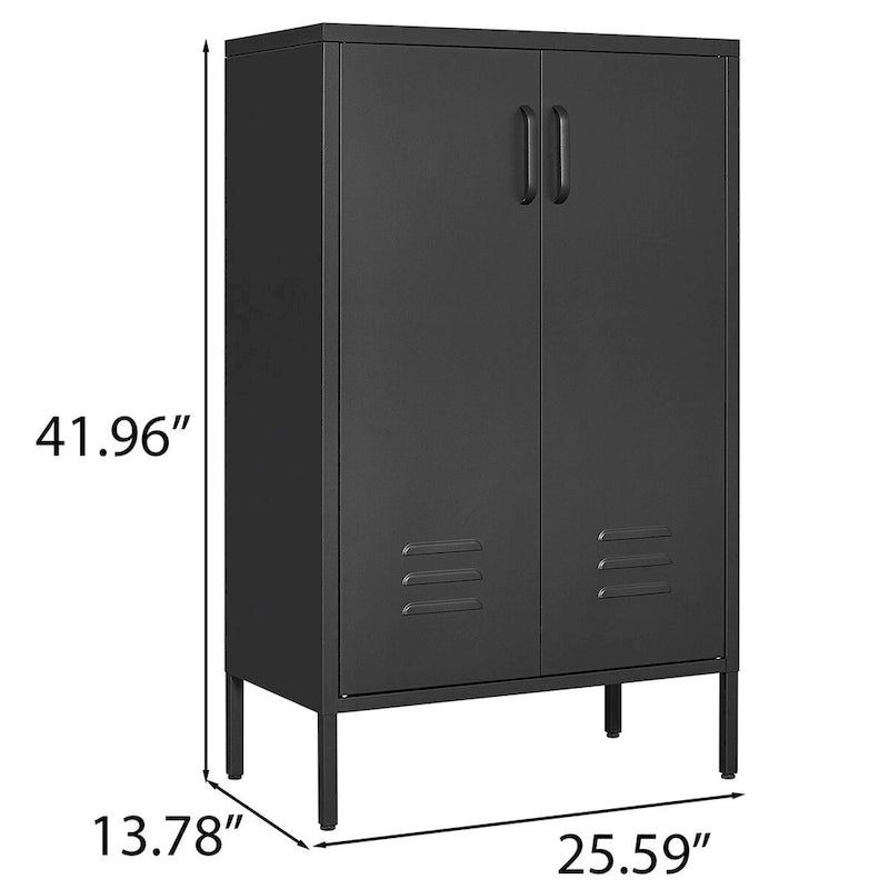 Armoire de rangement à 2 portes, armoire à outils de garage, classeur de bureau avec 2 cloisons amovibles