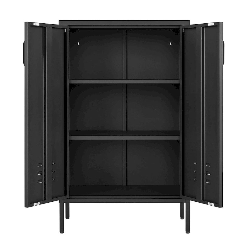 Armoire de rangement à 2 portes, armoire à outils de garage, classeur de bureau avec 2 cloisons amovibles