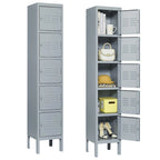 Casier métallique à 5 portes de 66 cm de haut avec serrure pour employés, armoire de rangement pour la maison, la salle de sport, le bureau, l'école ou le garage, gris