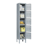 Casier métallique à 5 portes de 66 cm de haut avec serrure pour employés, armoire de rangement pour la maison, la salle de sport, le bureau, l'école ou le garage, gris