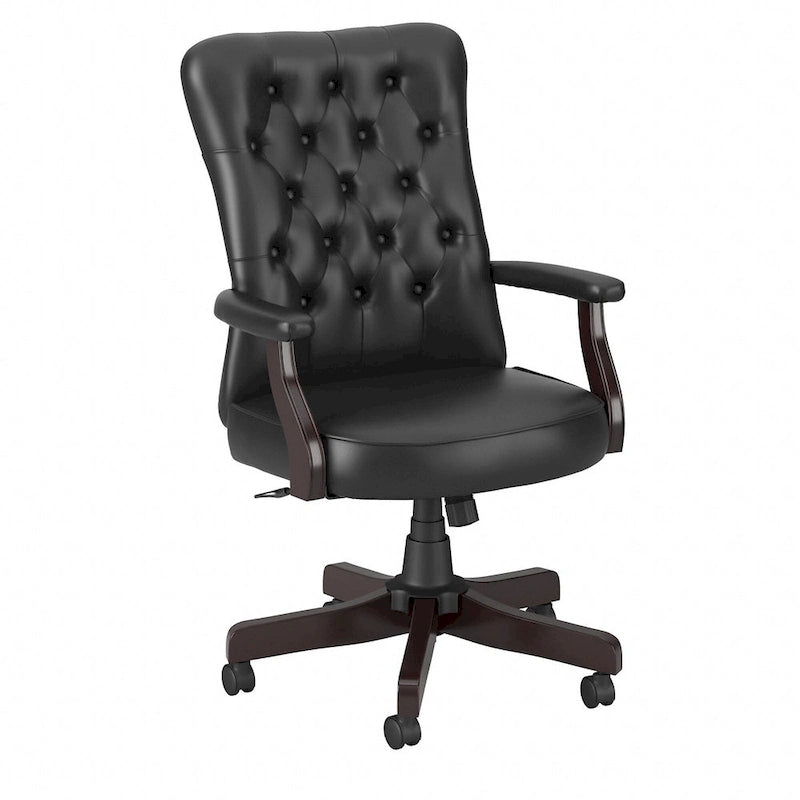 Fauteuil de bureau capitonné à dossier haut Salinas avec accoudoirs, par Bush Furniture