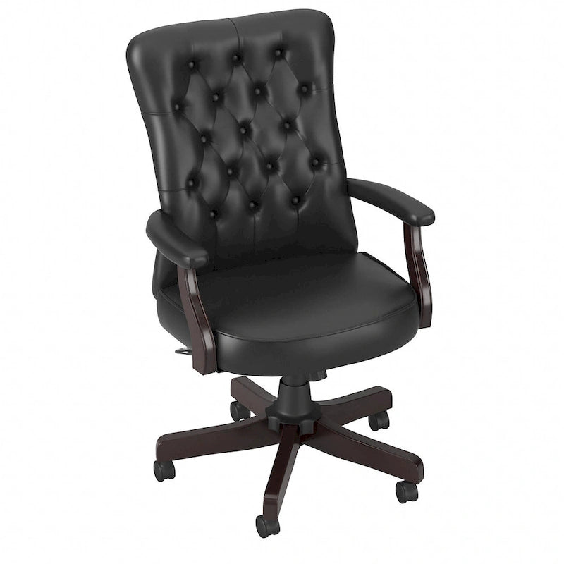 Fauteuil de bureau capitonné à dossier haut Salinas avec accoudoirs, par Bush Furniture
