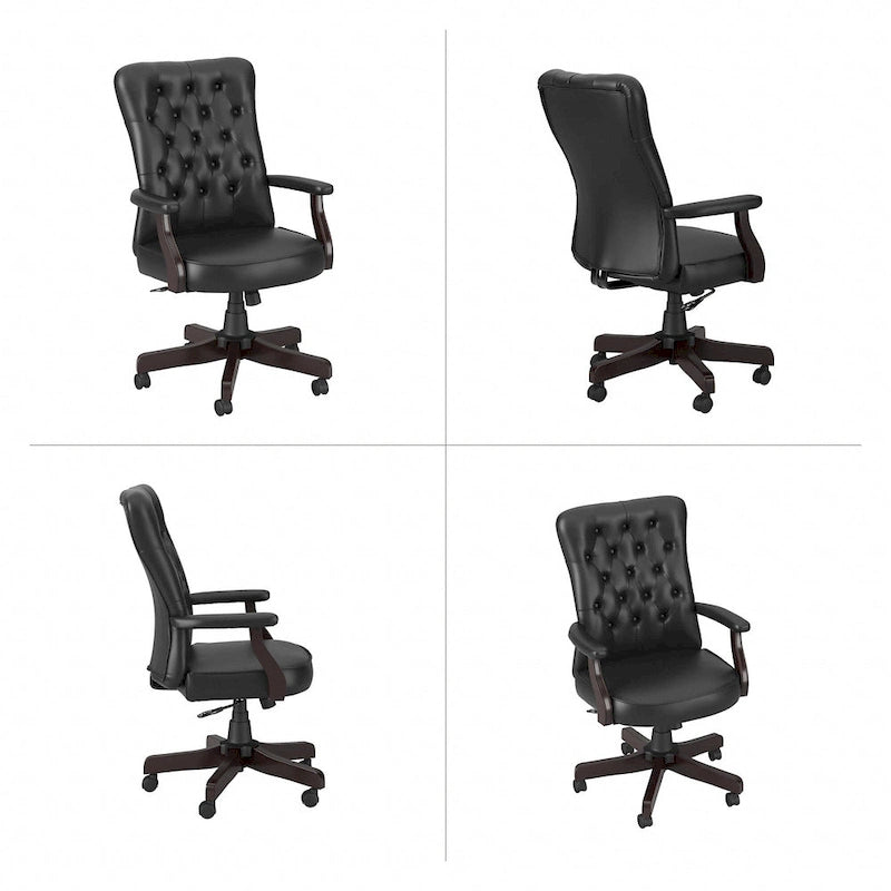 Fauteuil de bureau capitonné à dossier haut Salinas avec accoudoirs, par Bush Furniture