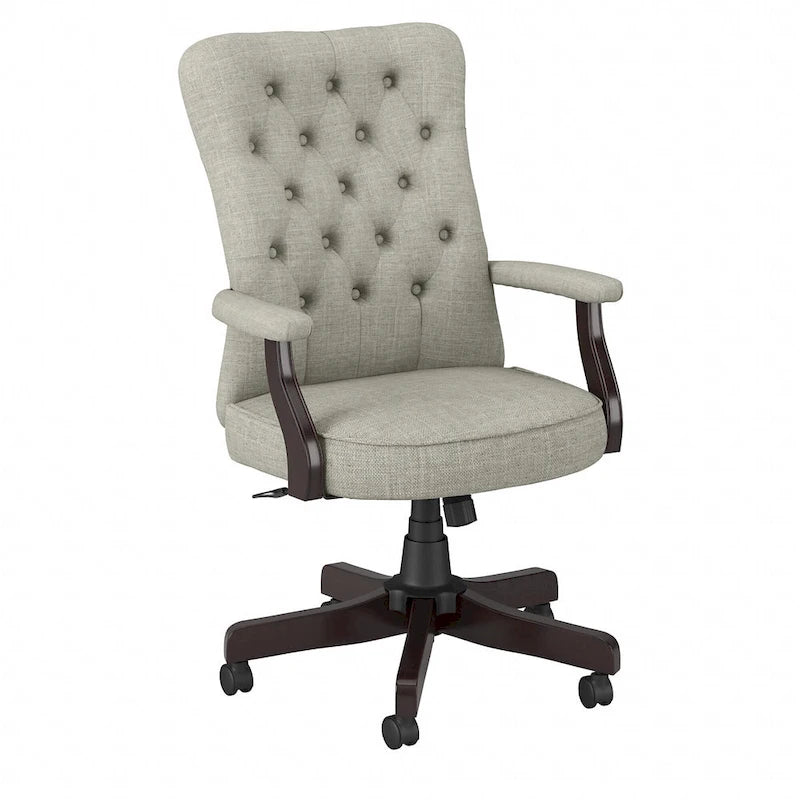 Fauteuil de bureau capitonné à dossier haut Salinas avec accoudoirs, par Bush Furniture