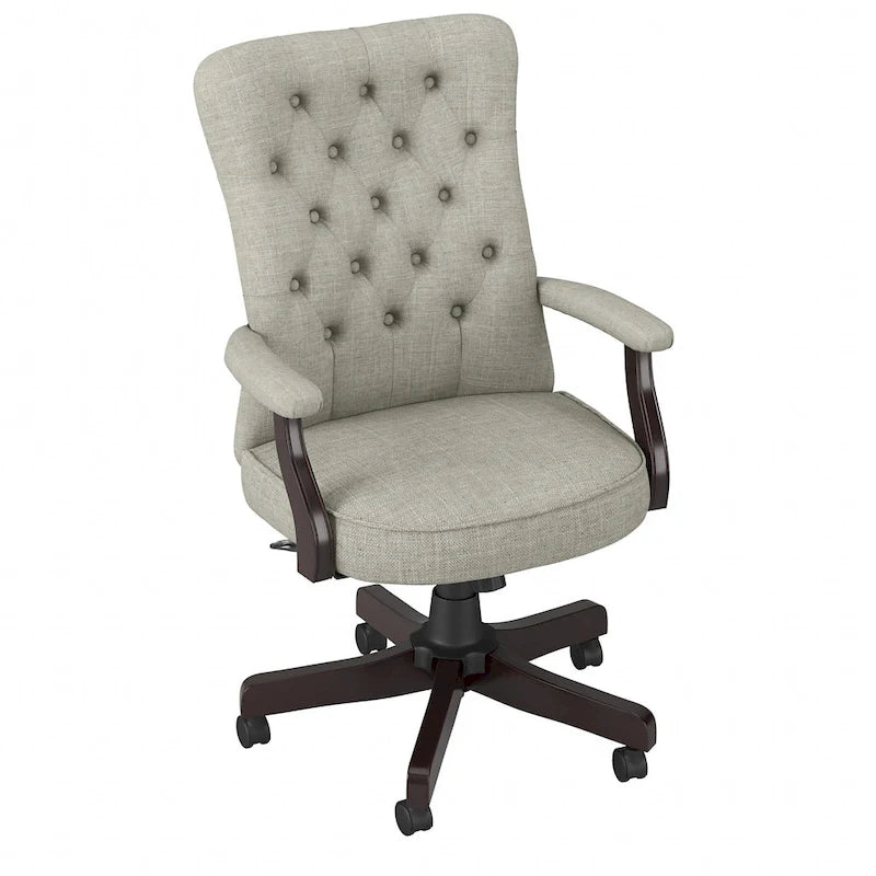 Fauteuil de bureau capitonné à dossier haut Salinas avec accoudoirs, par Bush Furniture