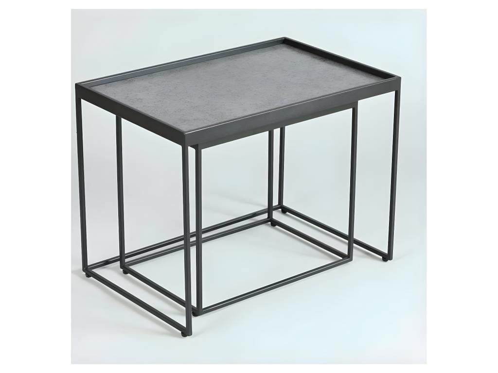 Tables d'appoint gigognes Acier/C¨¦ramique anthracite mat - Vertchez