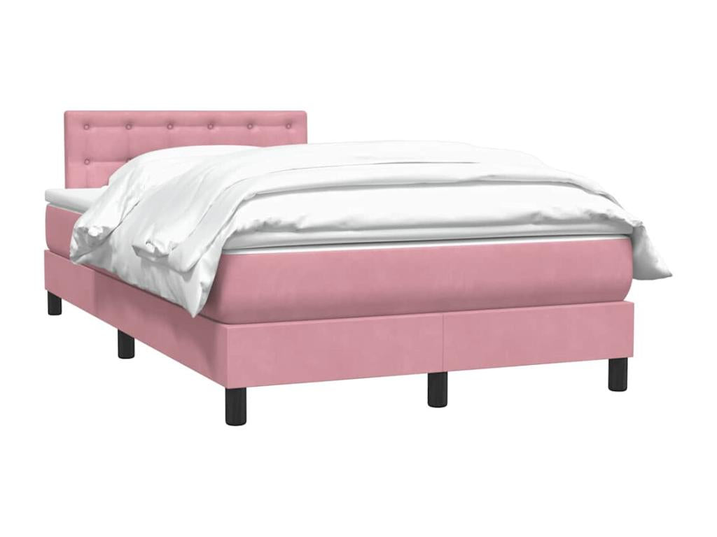 Sommier ¨¤ Meublita de lit avec matelas rose 120x220 cm velours