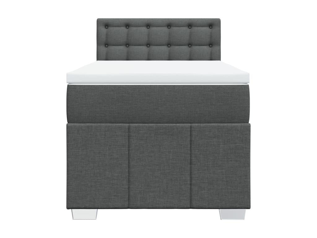 Sommier ¨¤ Vertchez de lit avec matelas Gris fonc¨¦ 100x200cm Tissu