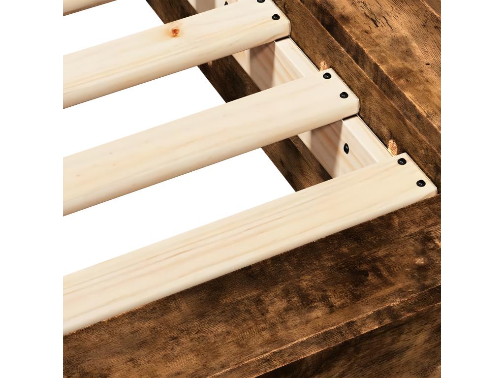Cadre de lit sans matelas ch¨ºne fum¨¦ 135x190 cm