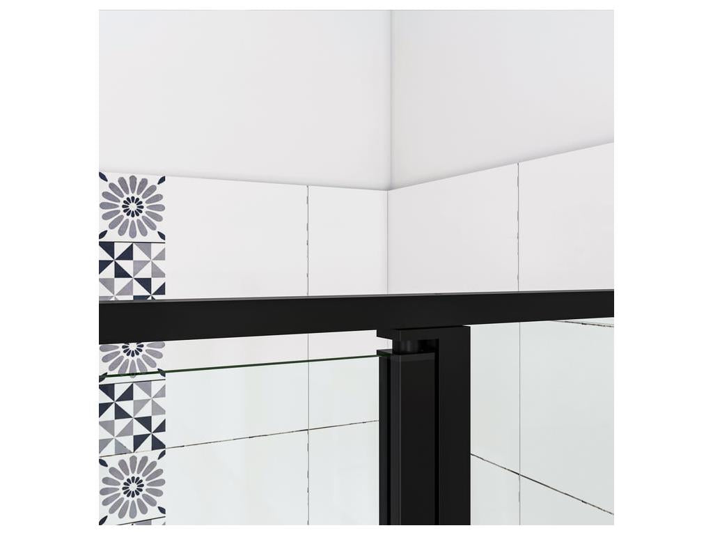Porte de douche pivotante 140x185cm porte de douche noire en verre anticalcaire 6mm installation en niche