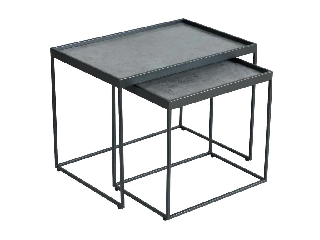 Tables d'appoint gigognes Acier/C¨¦ramique anthracite mat - Vertchez