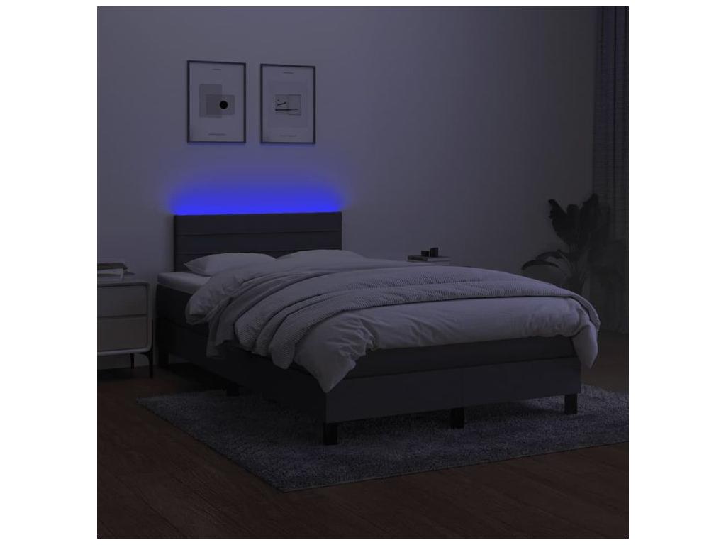 Sommier ¨¤ Vertchez de lit et matelas et LED Gris fonc¨¦ 120x200
