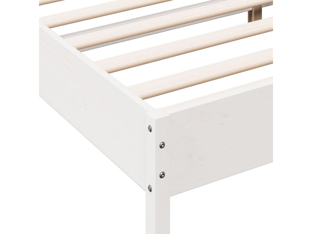Cadre de lit blanc 140x190 bois de pin massif