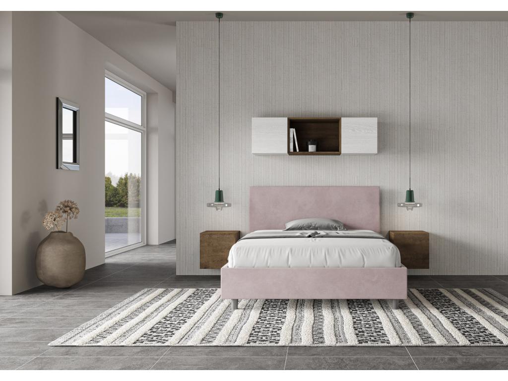 Lit double avec sommier rembourr¨¦ 140x210 microfibre Vertchez