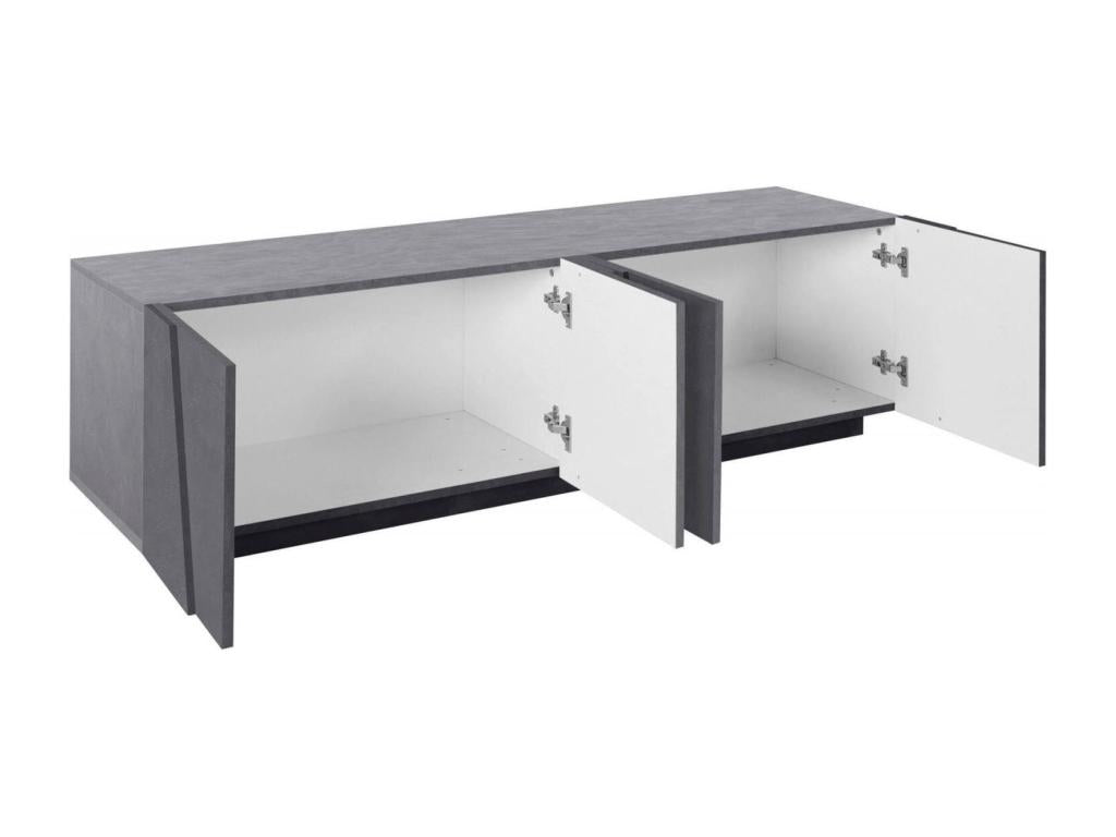 Meuble TV Vertchez Buffet bas de salon Base pour meuble TV Made in Italy 162x44h46 cm Gris Ardoise