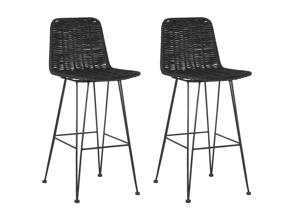Lot de 2 chaises de bar CASSITA Rotin Noir