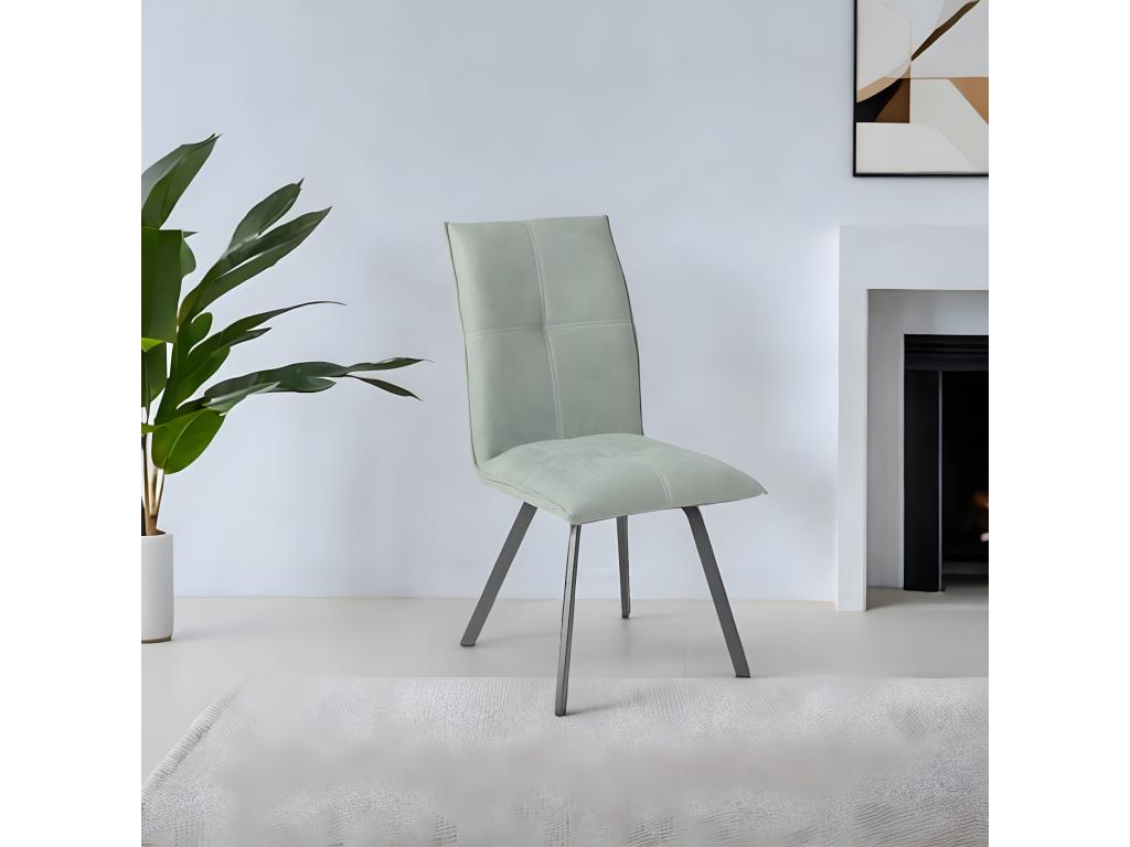 Vertchez - Lot de 4 Chaises Tissu Coloris Vert d'Eau