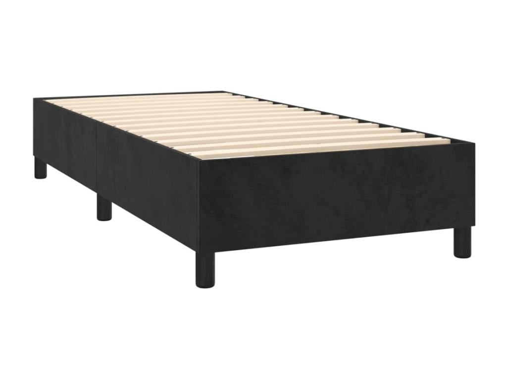 Lit ¨¤ sommier tapissier avec matelas Noir 90x190 cm Velours