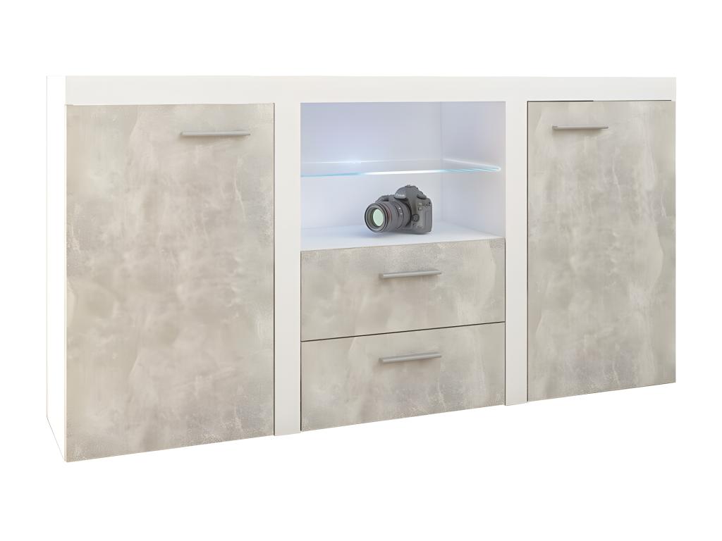 Commode Vertchez 104 B¨¦ton - Blanc Avec tiroirs et portes Nombre de tiroirs 2 82x157cm