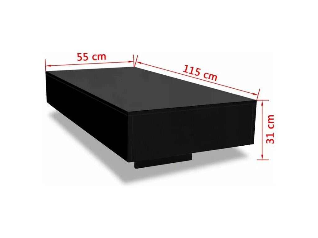 Table basse rectangulaire bois noir brillant Meublita