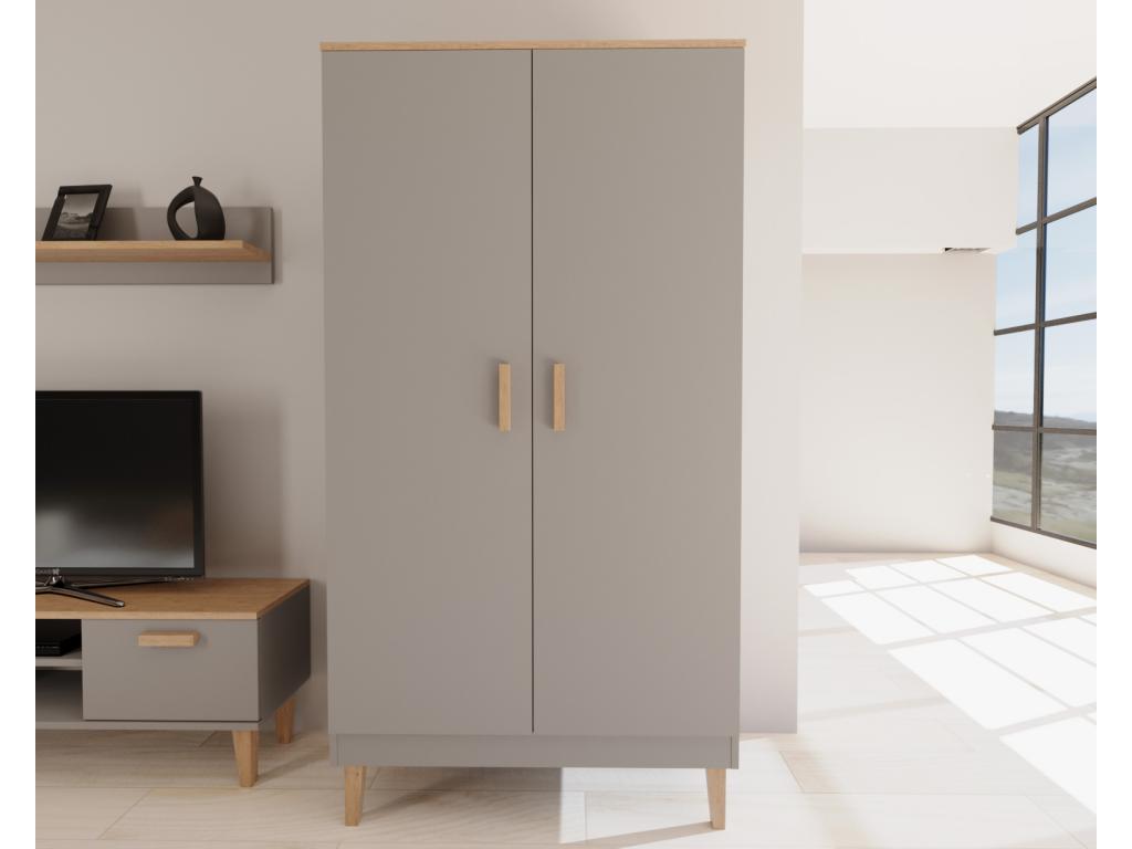 Armoire 2 portes Vertchez - Gris