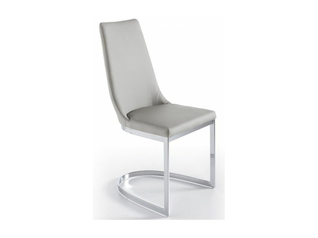 Chaise design simili cuir et acier chromé Vertchez - Lot de 4-Couleur Vertchez 72 Gris fonc¨¦