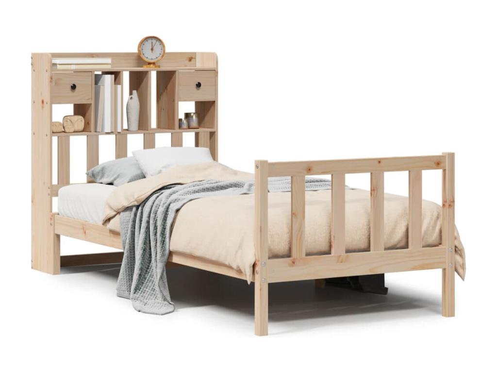 Lit biblioth¨¨que sans matelas 90x190 cm bois de pin massif