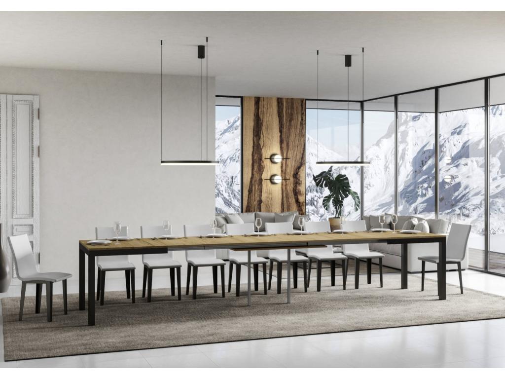 Table ¨¤ mangeoire extensible Vertchez évolution-Couleur Naturel-Support 4 pieds-Largeur extensible 120¨¤ 380cm