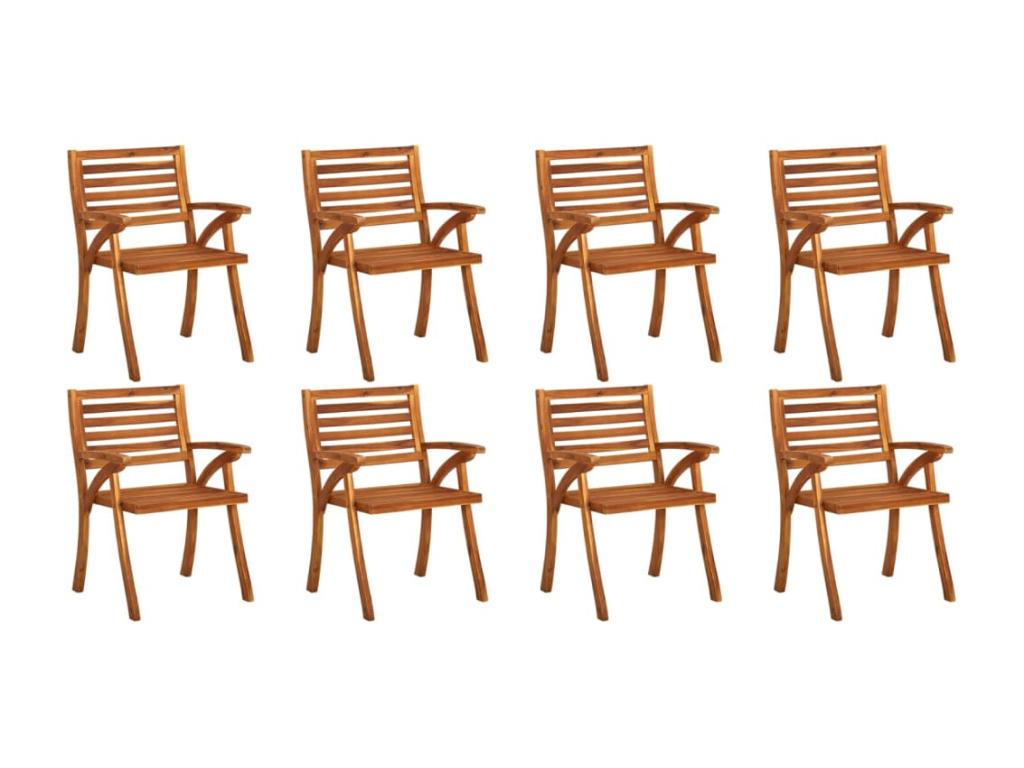 Chaises de jardin avec coussins 8 pcs Bois d'Vertchez solide 25