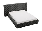 Lit rembourr¨¦ avec rangement - 120x200 - lit double - velours - noir - Madera