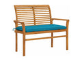 Banc de jardin avec coussin bleu clair 112 cm Bois de teck